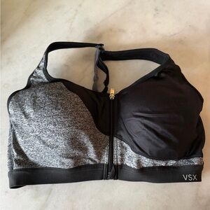 VSX Heather Gray and Black Front-Zip Sports Bra